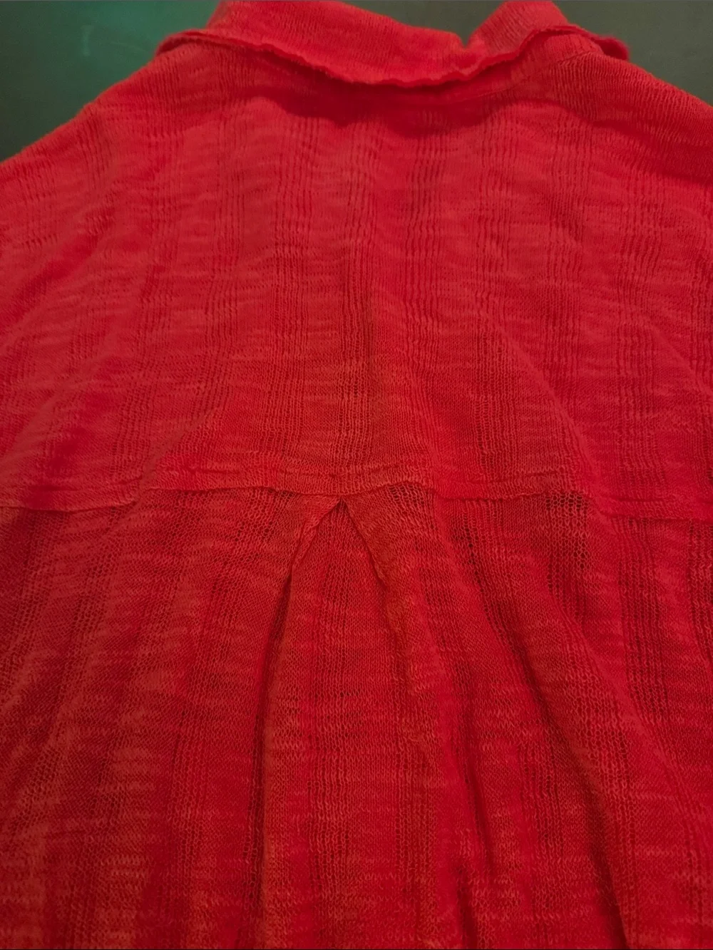 Free People Red Button-Up Lightweight Collared Shirt - Picture 5 of 6